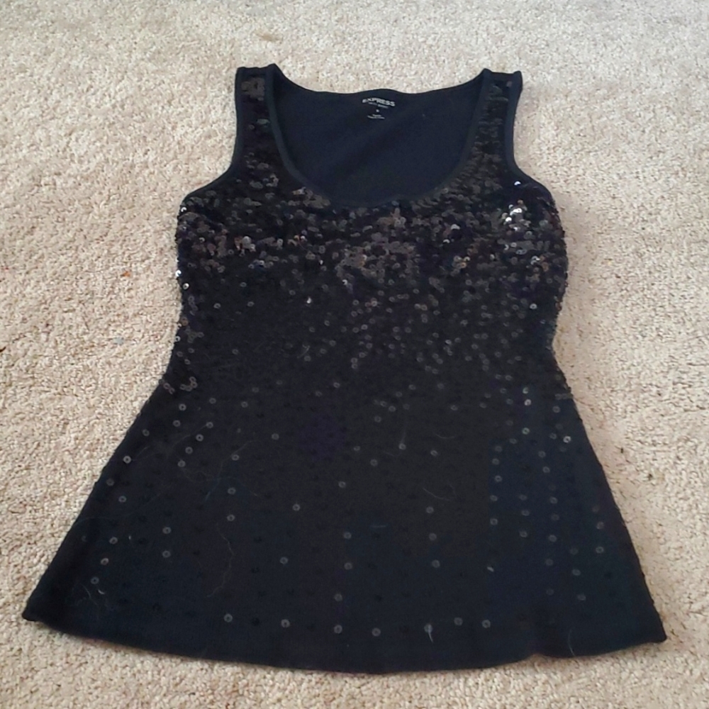 EXPRESS womens glitter sequin tank top size small